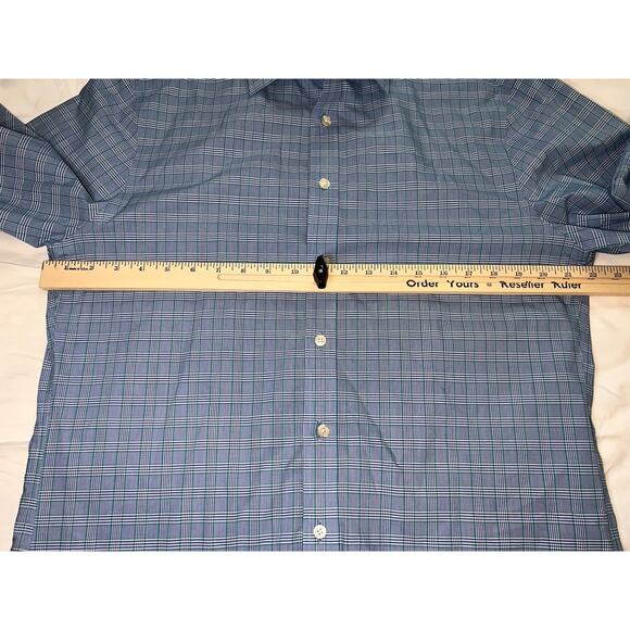 Charles Tyrwhitt Shirt Men Size 16/35 Blue Plaid Jermyn Street Slim Fit Non-Iron - Picture 8 of 15